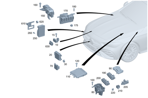 Control Units/Fuse Boxes/Relays in Engine Compartment for 2025 Mercedes-Benz CLE53 AMG #0