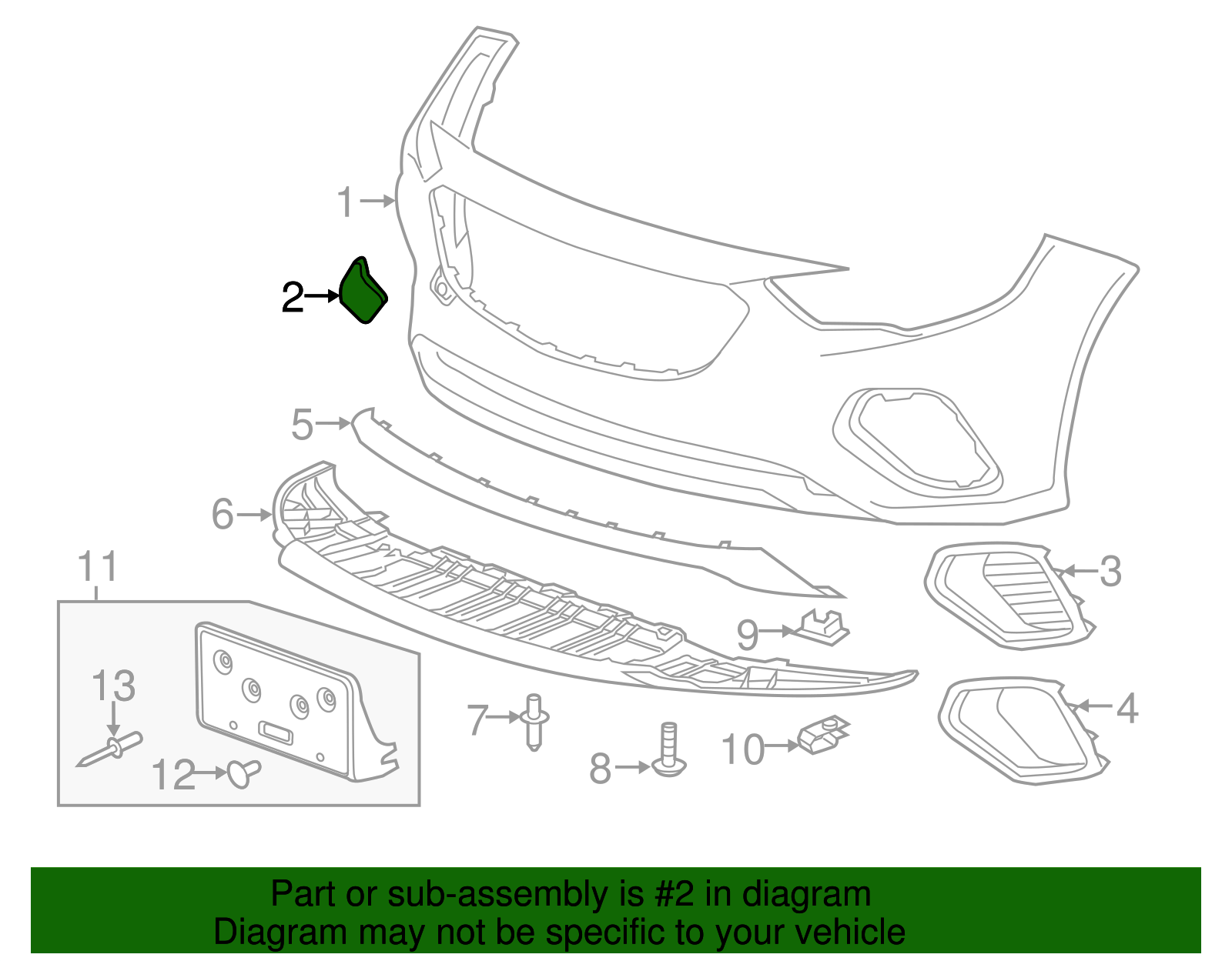 2018-2020 Buick Regal Sportback Front Bumper Fascia Tow Eye Access Hole ...