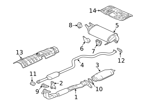 Exhaust Components for 2005 Mitsubishi Outlander #1