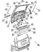 55113346AA - Doors, Door Mirrors and Related Parts: Rubber Bumper for Chrysler: Pacifica, Town &amp; Country, Voyager | Dodge: Grand Caravan, Nitro | Ram: C/V Image