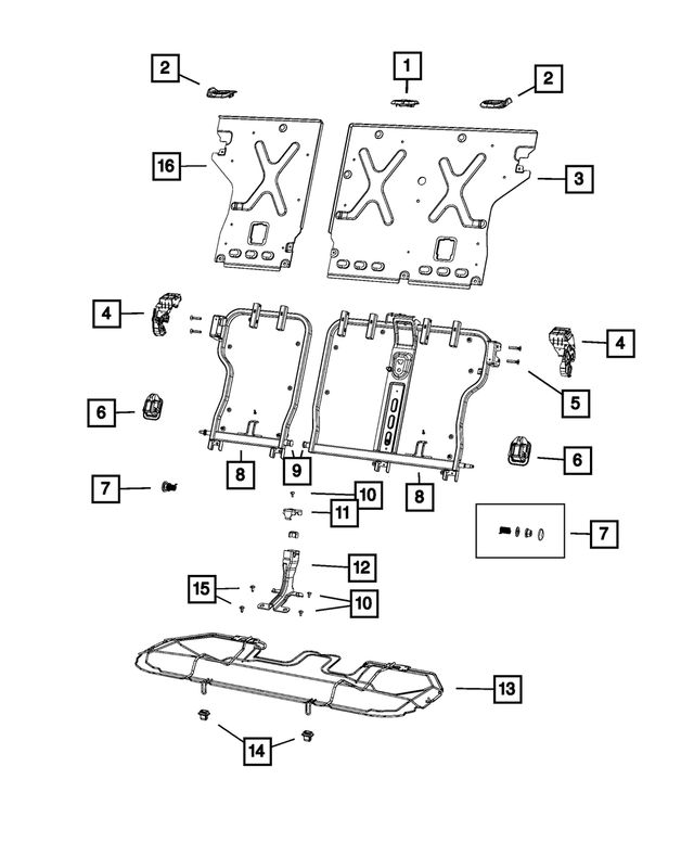 68526387AA - Interior Trim: Rear Seat Back Frame for Mopar Image
