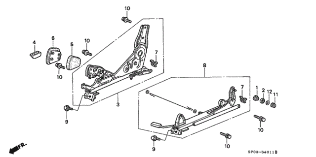 Front Seat Components (2) for 1993 Acura Legend #0