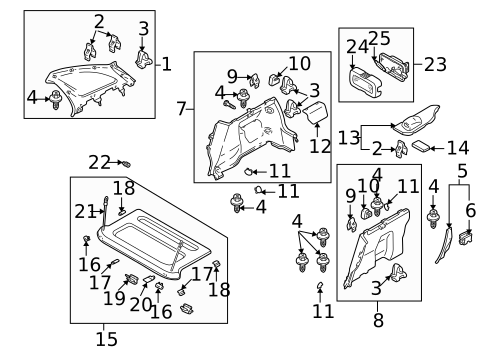 Interior Trim - Quarter Panels for 2002 Mazda Protege5 #0
