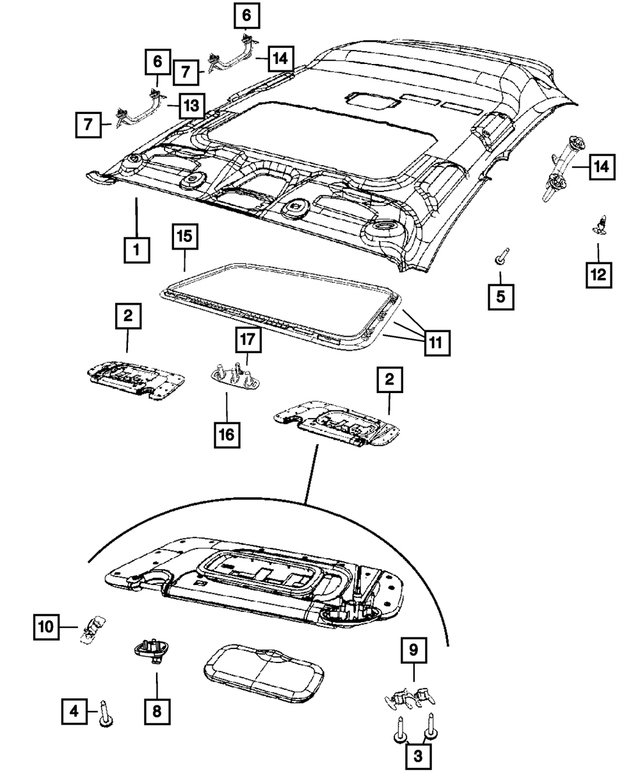 1BW49DX9AB - Interior Trim: Garage Door Opener Button for Dodge: Caliber | Jeep: Compass, Patriot Image