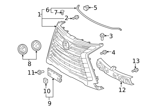 Grille & Components for 2016 Lexus LX570 #0