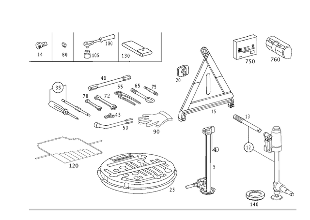2205830015 - Tools and Accessories: Jack for Mercedes-Benz Image image