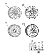 4721954AB - Wheels: Wheel Lock Set for Chrysler: Pacifica, Sebring, Town &amp; Country, Voyager | Dodge: Grand Caravan | Ram: C/V Image