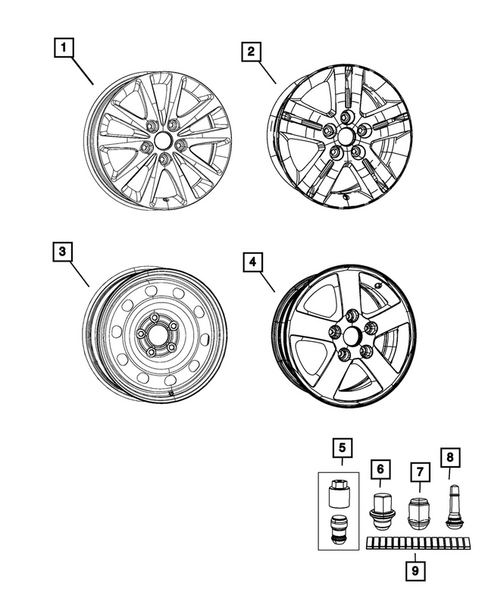 Wheels, Tires and Hardware for 2017 Dodge Grand Caravan #0