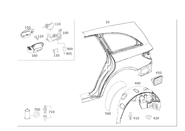 949881500 - Side Panels: Clamp for Mercedes-Benz: 190, 190B, 190C, 190D, 190DB, 190DC, 190E, 220a, 220b, 220Sb, 220SE, 230SL, 250C, 250S, 250SE, 250SL, 280C, 280CE, 280SE, 280SL, 300SE, 300SEL, 380SL, 380SLC, 450SE, 450SEL, 450SL, 450SLC, 560SEC, 560SEL, 560SL, 600, A220, A35 AMG, CLA250, CLA35 AMG, E250, E350, E400, E550, E63 AMG, E63 AMG S, G55 AMG, G550, G550 4x4, G63 AMG, G65 AMG, GL320, GL550, GLA250, GLA35 AMG, GLB250, GLB35 AMG, ML320, ML430, ML500, ML55 AMG, ML550, ML63 AMG, R320, R350, R500, S63 AMG, SLC300, SLC43 AMG, SLK250, SLK300, SLK350, SLK55 AMG Image image