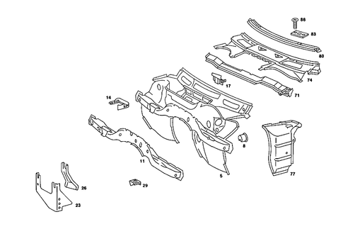 Front Panel Attachment Parts, Battery Frame for 1986 Mercedes-Benz 560SL #2