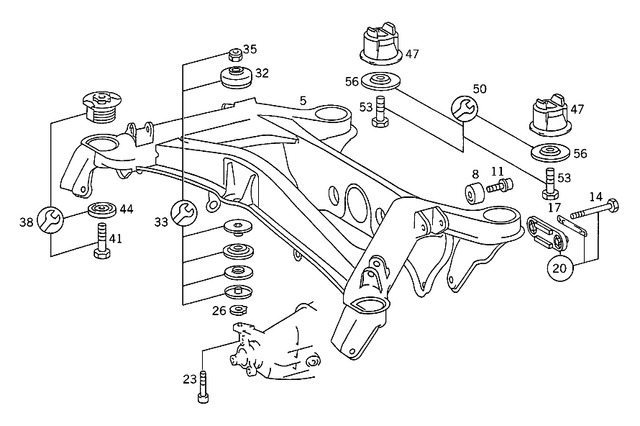 2013521246 - Rear Axle: Stop for Mercedes-Benz: 190, 190D, 190E, 200, 200D, 260E, 280E, 300CE, 300D, 300E, 300SL, 300TD, 300TE, 400E, 500E, 500SL, 600SL Image image