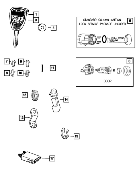 Lock Cylinders and Keys for 2007 Jeep Liberty #0