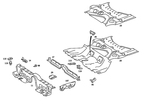 Rear End Floor for 1986 Mercedes-Benz 560SEC #1