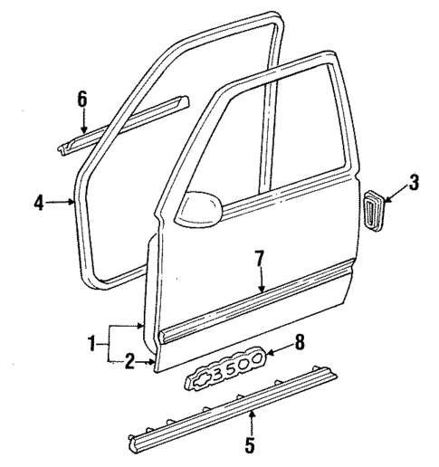 Door & Components for 1996 GMC Suburban C1500 #1