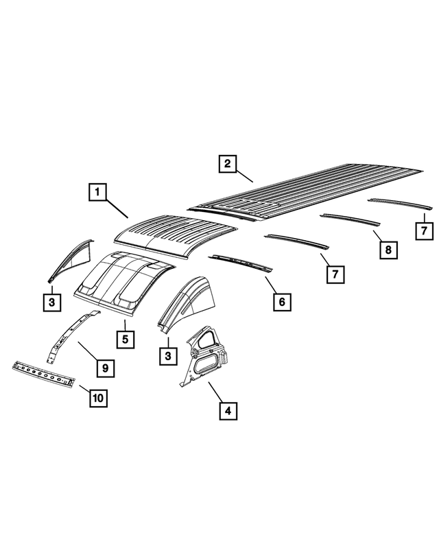68134085AA - Body Sheet Metal Except Doors: Roof Side Panel, Left for Mopar Image image