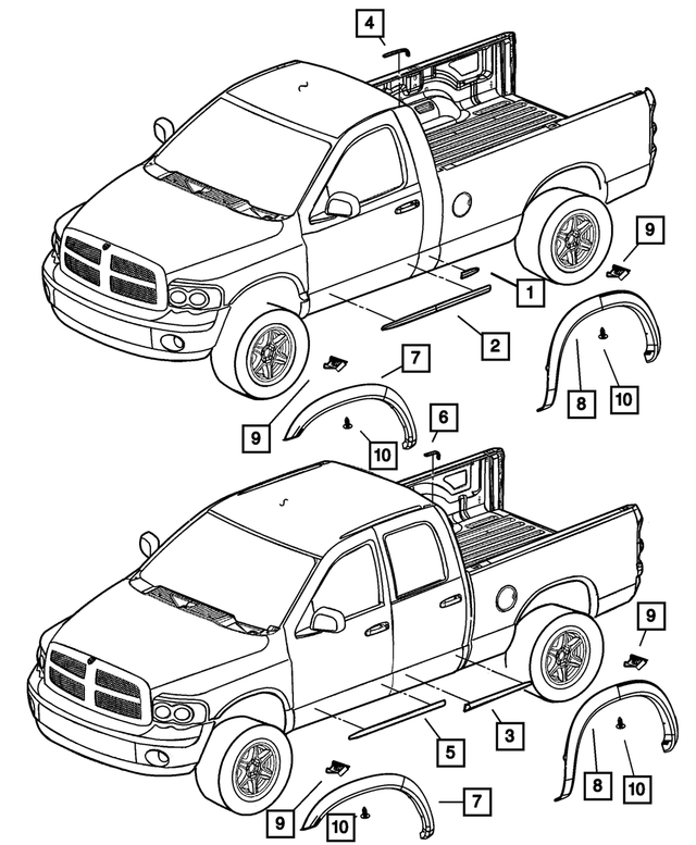 55077167AC - Exterior Ornamentation: Cab Molding, Left for Mopar Image