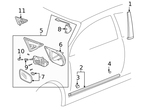OEM Honda S2000 Right Side View Mirror – Convex Glass, Power Adjustment, 00-09 AP1 AP2, Genuine 76203-S2A-003