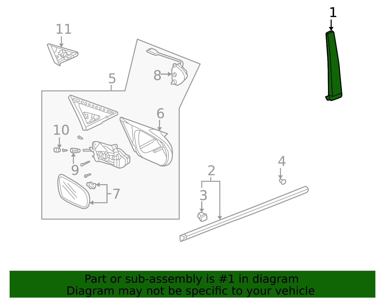 72470-S00-A00 - Pillar Molding 1996-2000 Honda Civic | Honda Parts Online