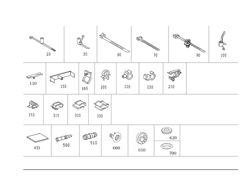 Loom Ties, Cable Mounting Parts and Grommets for 2002 Mercedes-Benz S55 AMG #0