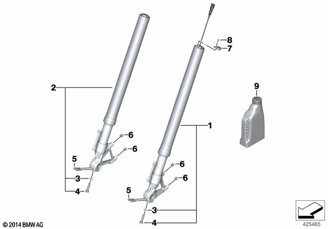 31428549843 - Front Axle, Front Suspension: Fork Rod, Gold, Left -  for BMW-Motorrad Image