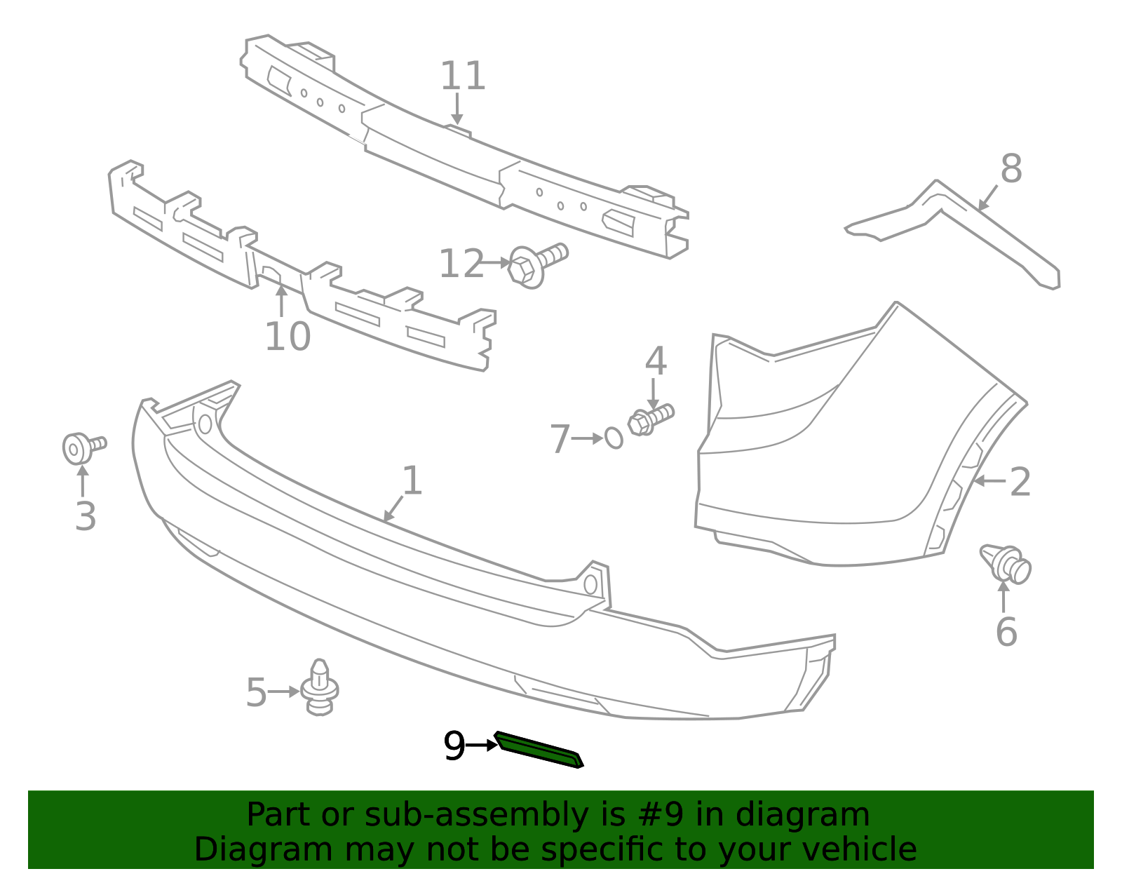 33555-SLJ-013 - Reflector Assembly L Rear - 2010-2014 Honda