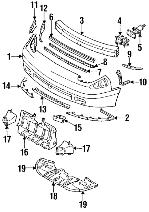 Bumper & Components - Front for 1991 Dodge Stealth #0