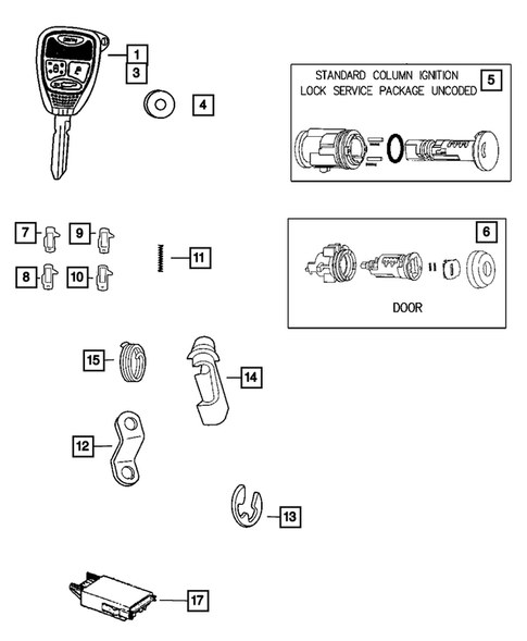 Lock Cylinders and Keys for 2006 Jeep Liberty #0