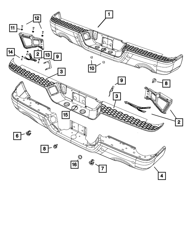68271594AA - Frame, Bumper and Fascia: Step Bumper for Mopar Image