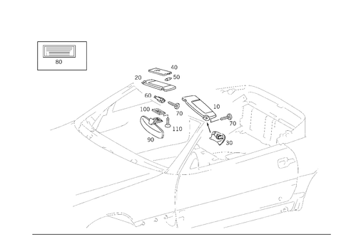 Sun Visor, Interior Mirror, Grab Handle for 1995 Mercedes-Benz SL320 #0