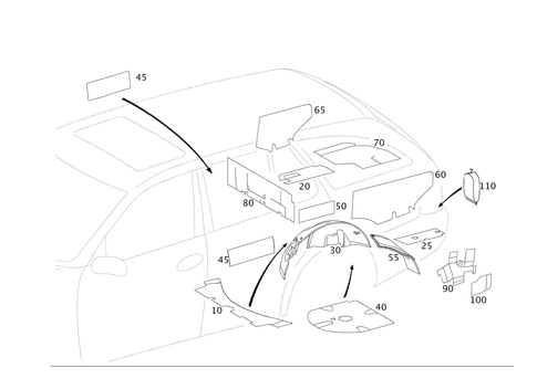 Insulation in Luggage Compartment and Rear End Pillar for 2005 Mercedes-Benz E55 AMG #0