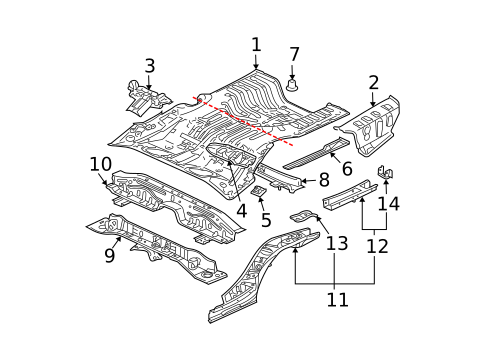 Rear Floor & Rails for 2005 Mitsubishi Galant #0
