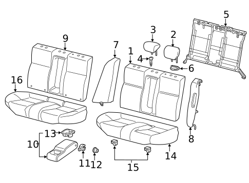 Rear Seat Components for 2014 Acura ILX #1