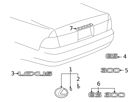 Exterior Trim - Trunk for 1999 Lexus ES300 #0