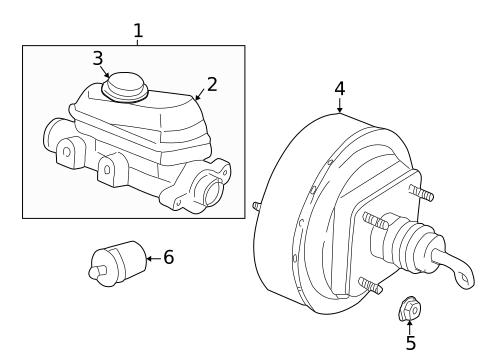 Master Cylinder - Components On Dash Panel for 2004 Dodge Dakota #1