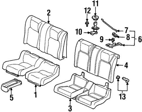 Rear Seat Components for 2001 Honda Prelude #0