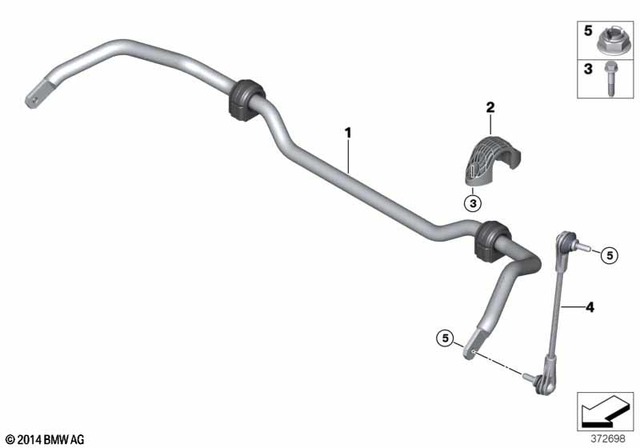 31306888445 - Front Axle: Anti-Roll Bar, Front for BMW: 228i, 228iX, M235iX, X2 28i, X2 28iX, X2 M35iX Image