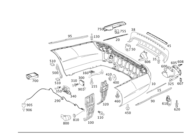 2218805240 - Attachment Parts: Trim, Bumper for Mercedes-Benz: 250, 300S, S350, S400, S500, S550, S600, S63 AMG Image image