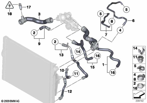 Cooling System Coolant Hoses for 2014 BMW 760Li #1
