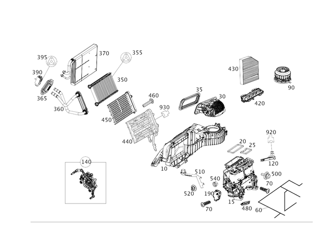 2058309404 - Heating and Ventilation: Evaporator Housing for Mercedes-Benz: AMG GT 43, AMG GT 53, AMG GT 63, AMG GT 63 S, AMG GT 63 S E Performance, C350e, C400, C43 AMG, C450 AMG, C63 AMG, C63 AMG S, CLS450, CLS53 AMG, E300, E350, E400, E43 AMG, E450, E53 AMG, E63 AMG S, G500, G550, G580, G63 4x4 Squared AMG, G63 AMG, GLC300, GLC43 AMG, GLC63 AMG, GLC63 AMG S Image image