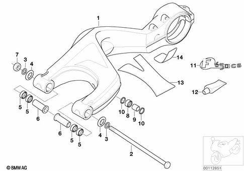 Rear Swing Arm with Bearing, Strut for 2005 BMW-Motorrad F 650 CS #0