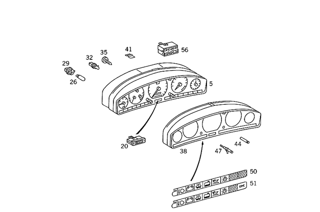 1294404511 - Electrical Equipment and Instruments: Instrument Cluster for Mercedes-Benz: 400SEL, 500SEL, 500SL, 600SEL, 600SL Image image