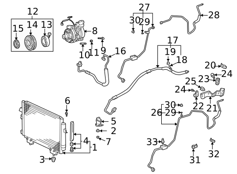 Condenser, Compressor & Lines for 2004 Toyota RAV4 #0
