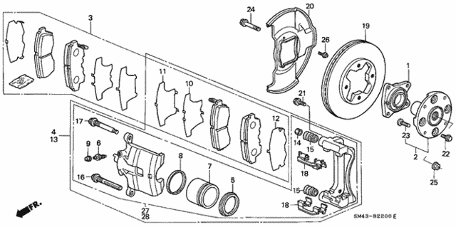 Front Brake (Akebono) for 1991 Honda Accord #0