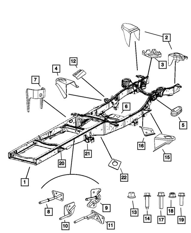 68461404AC - Frame, Bumper and Fascia: Chassis Frame Assembly for Mopar Image
