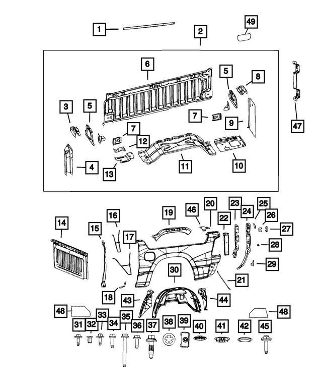 68535163AA - Body Sheet Metal Except Doors: Box Side Inner Panel, Left for Mopar Image