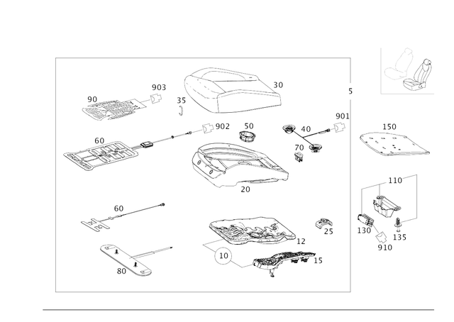 2929108905 - Driver Seat: Driver Seat Cushion for Mercedes-Benz: GL350, GL450, GL550, GL63 AMG, GLE300d, GLE350, GLE400, GLE43 AMG, GLE450 AMG, GLE550e, GLE63 AMG, GLE63 AMG S, GLS350d, GLS450, GLS550, GLS63 AMG, ML250, ML350, ML400, ML550, ML63 AMG Image image