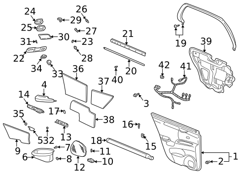 Interior Trim - Rear Door for 2000 Cadillac DeVille #0