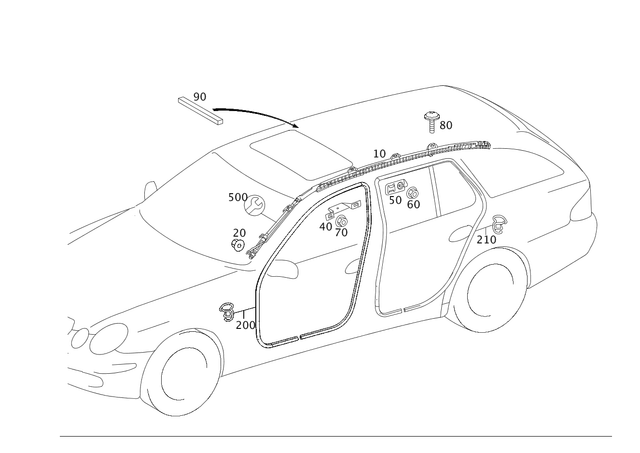 2118600905 - Covering and Lining: Window Airbag for Mercedes-Benz: E320, E500, E55 AMG Image image