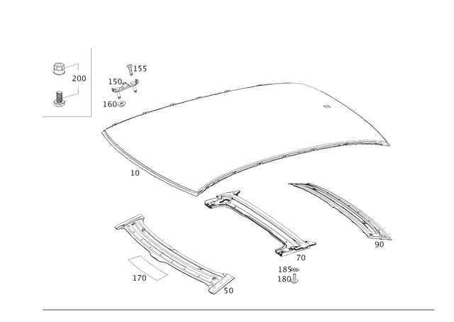 2226570000 - Roof: Paneling, Roof for Mercedes-Benz: Maybach S550, Maybach S560, Maybach S600, Maybach S650, S450, S550, S560, S600 Image image