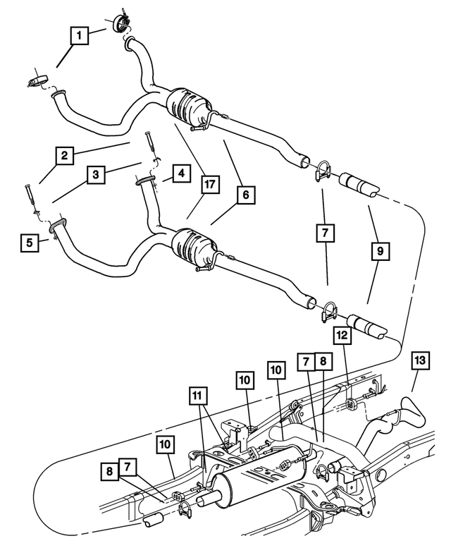 Dual Pipe Cat-Back Exhaust Conversion Kit For 2001-2003 Dodge Ram 1500 2500